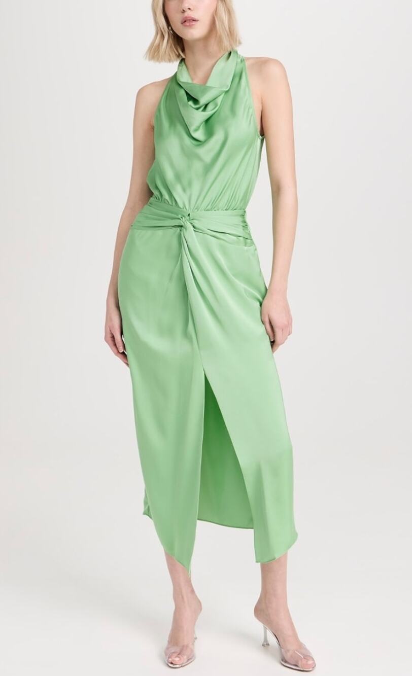 Ramy Brook Indie Dress Jade Green Satin Size XS NWT Luxe Chic Romantic Timeless